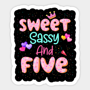 Sweet Sassy And Five Birthday For Girls 5 Year Old Sticker